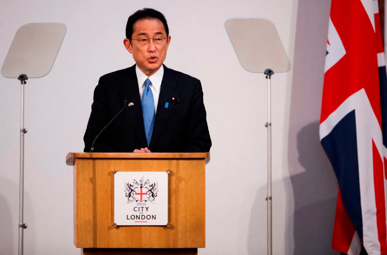 Japanese Prime Minister Fumio Kishida delivers a speech at the Guildhall in London, Britain May 5, 2022. REUTERSpix
