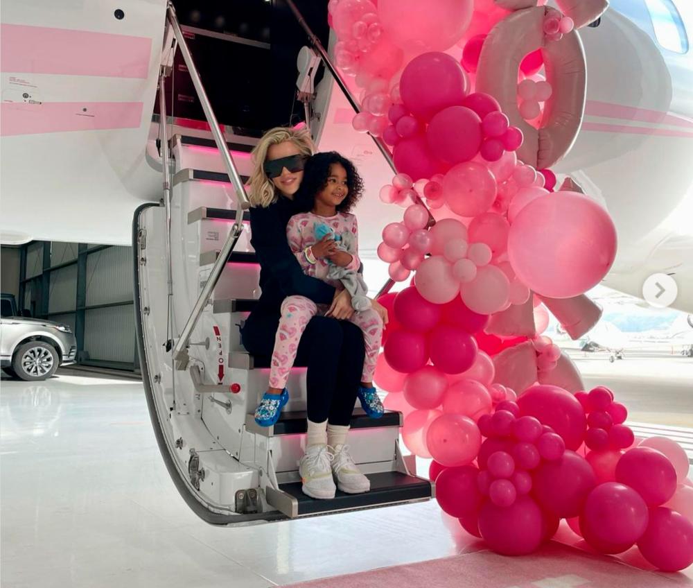 Khloe Kardashian and daughter True during the child’s recent birthday party. – Instagram/@khloekardashian