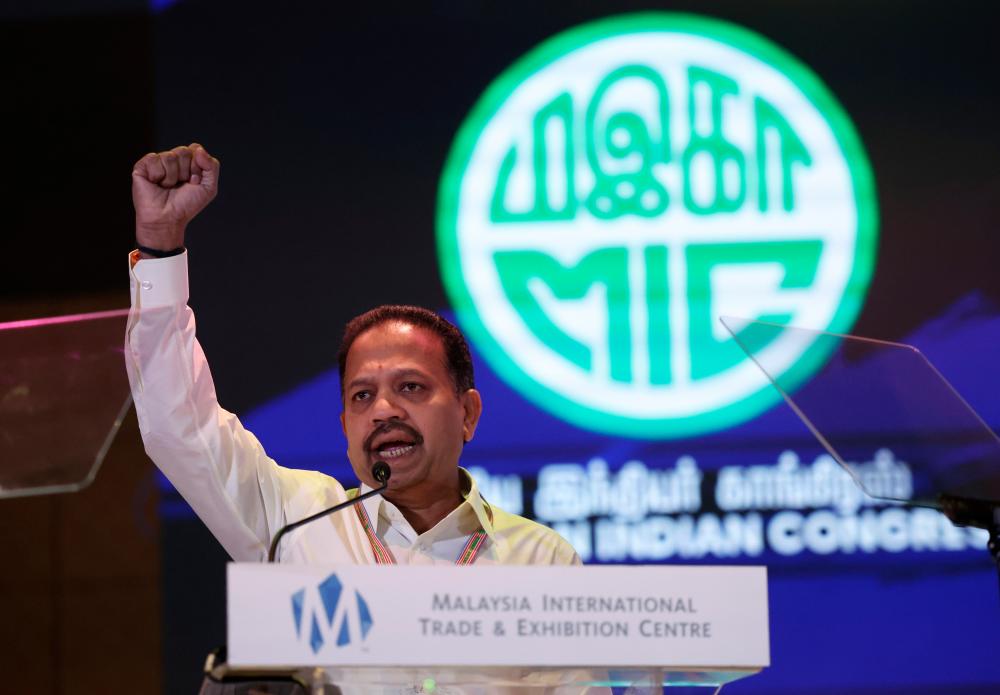 KUALA LUMPUR, Oct 10 -- Malaysian Indian Congress (MIC) President Tan Sri SA Vigneswaran addressed the 76th MIC General Assembly at the Malaysia International Trade and Exhibition Center (MITEC) today. BERNAMAPIX