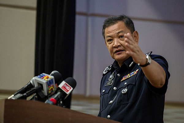 Inspector-General of Police Tan Sri Abdul Hamid Bador at a press conference in Bukit Aman Police Headquarters yesterday. — Bernama