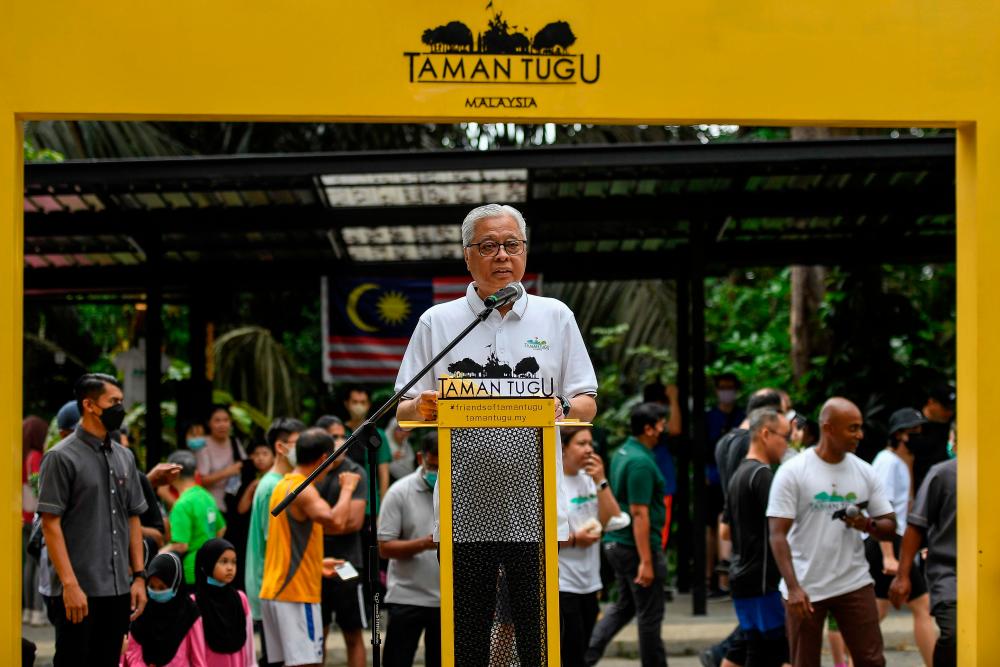 KUALA LUMPUR, 5 Jun -- Perdana Menteri Datuk Seri Ismail Sabri Yaakob berucap pada Sambutan Hari Alam Sekitar Sedunia 2022 di Taman Tugu hari ini. fotoBERNAMA