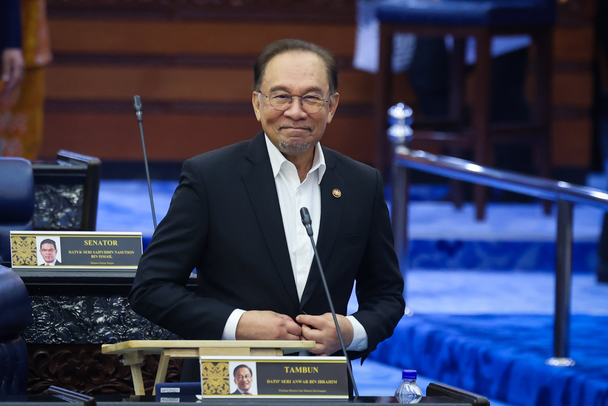 Prime Minister Datuk Seri Anwar Ibrahim, who is also the Finance Minister during a Parliament session. – BERNAMA