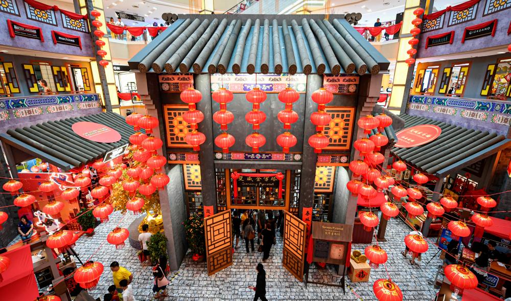 The ‘Bank of Fortune’ themed decoration ahead of Chinese New Year celebrations can be seen at a leading mall today. - Bernama