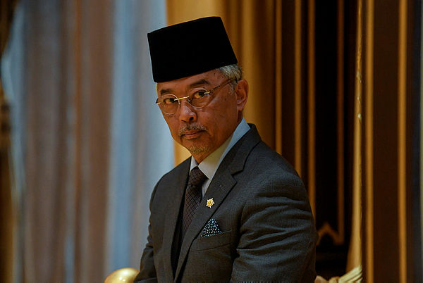 Yang di-Pertuan Agong Al-Sultan Abdullah Ri’ayatuddin Al-Mustafa Billah Shah is seen during the appointment ceremony of the new Chief Judge of Sabah and Sarawak at Istana Negara, today.