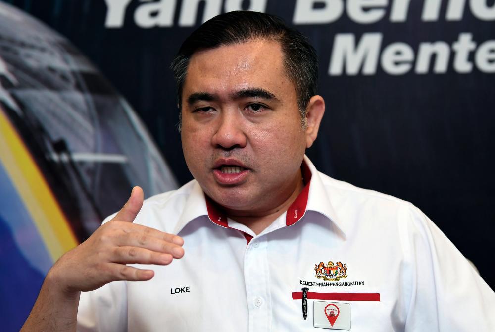 Transport Minister Anthony Loke Siew Fook speaks at a press conference after launching the ‘MyRailtime’ app at KL Sentral today. - Bernama