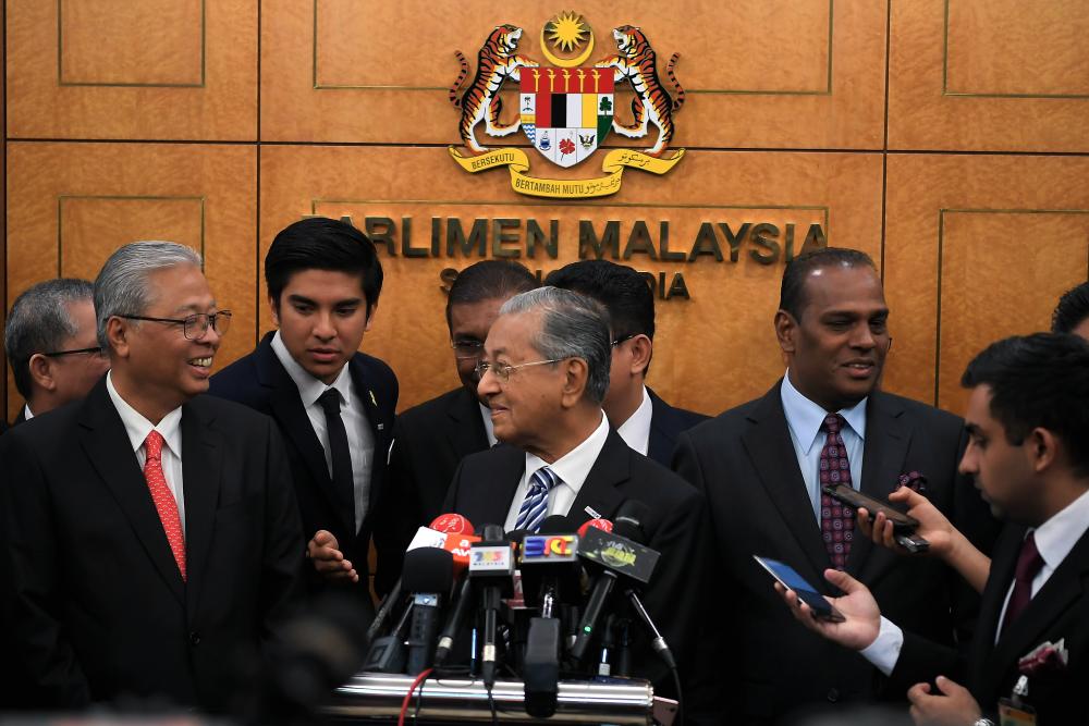 Prime Minister Tun Dr Mahathir Mohamad holds a press conference in Parliament today. - Bernama