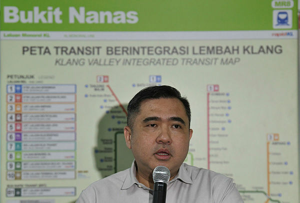 Transport Minister Anthony Loke Siew Fook speaks during the launch of the Monorail four-car train at the Bukit Nanas Monorail station today. — Bernama