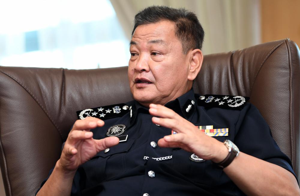 Inspector-General of Police Datuk Seri Abdul Hamid Bador speaks during an exclusive interview with Bernama at Bukit Aman police headquarters yesterday. - Bernama