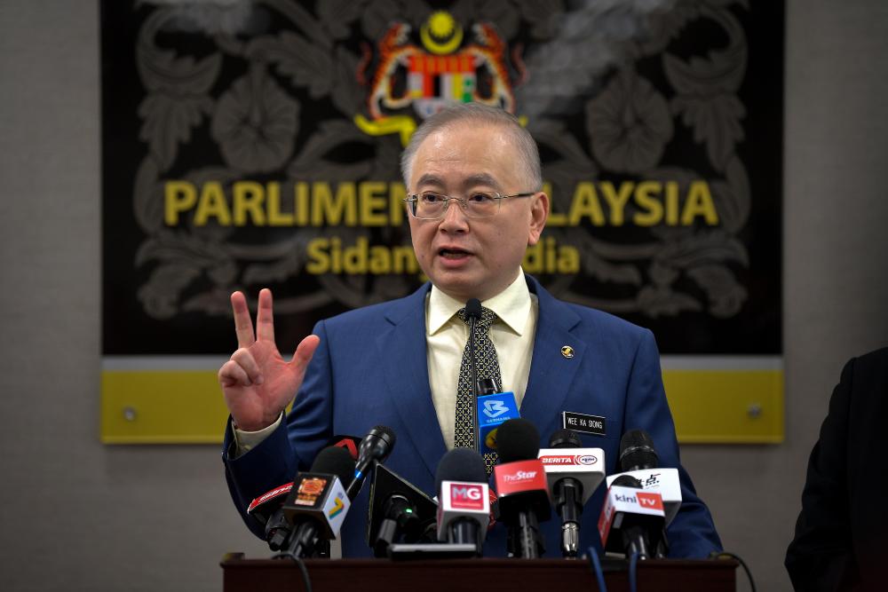 Transport Minister Datuk Seri Wee Ka Siong during a press conference at Parliament today. - Bernama