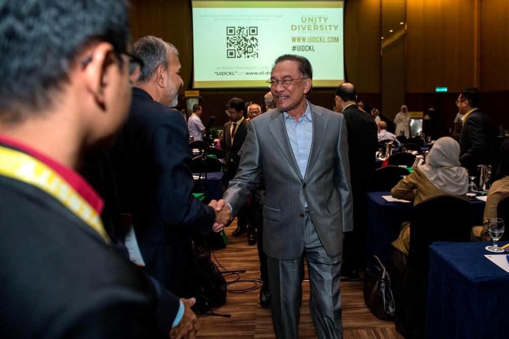 PKR president Datuk Seri Anwar Ibrahim attends the International Unity in Diversity Conference 2020 at the Sime Darby Convention Centre in Kuala Lumpur today. - Bernama