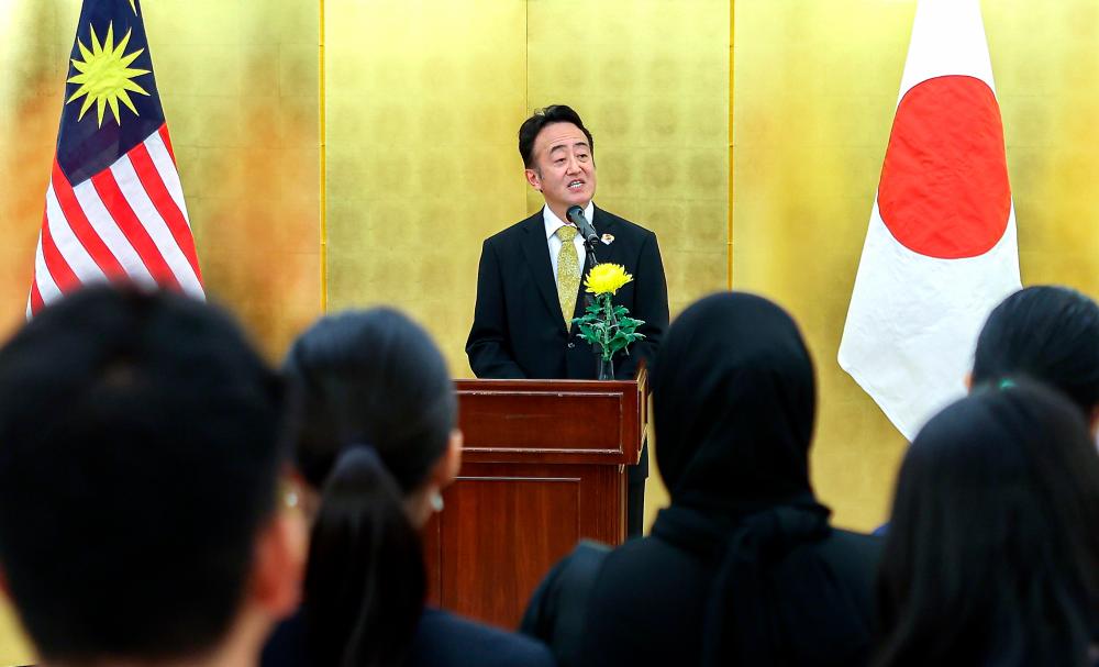 KUALA LUMPUR, July 5 -- Japan’s ambassador to Malaysia Katsuhiko Takahashi give a speech at Japan’s 69th Self Defence Forces’ Day celebration at Japanese ambassador residence, Jalan Langgak Golf last night. BERNAMAPIX