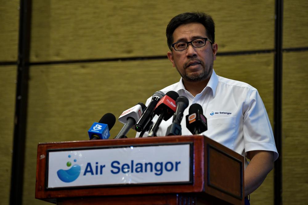 Pengurusan Air Selangor Sdn Bhd (Air Selangor) operations head Abas Abdullah during a press conference today on a scheduled water supply disruption. - Bernama