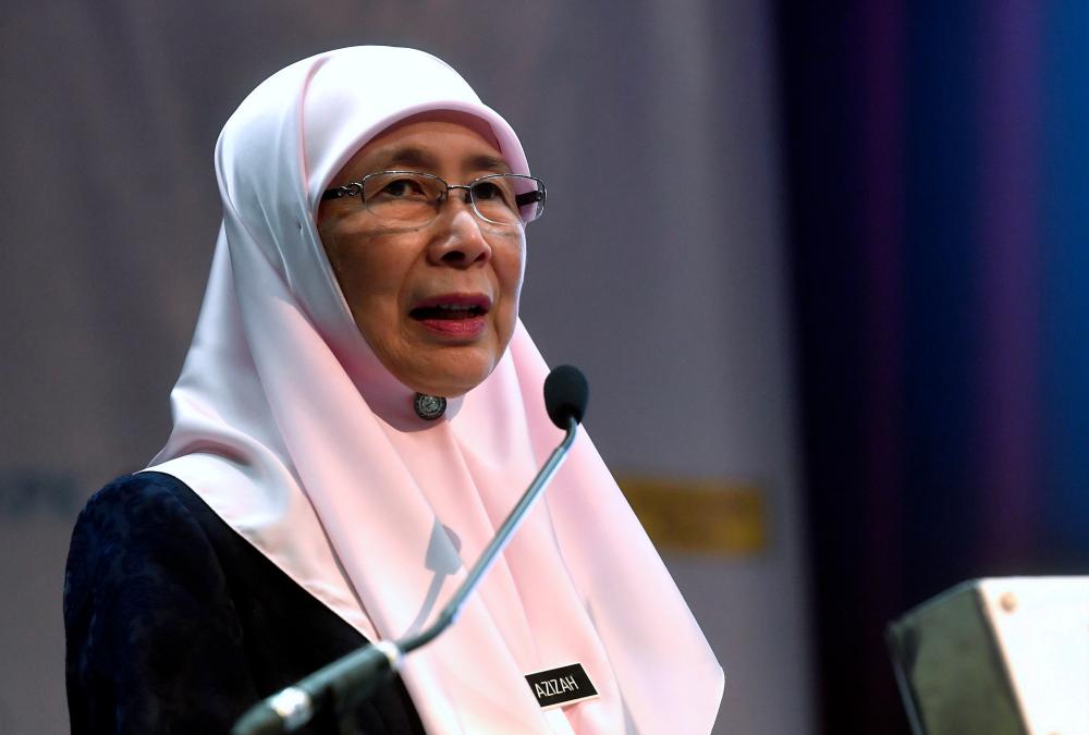 Deputy Prime Minister Datuk Seri Dr Wan Azizah Wan Ismail at the launch of the Social Synergy Programme and the MySynergy System on Nov 11, 2019. — Bernama