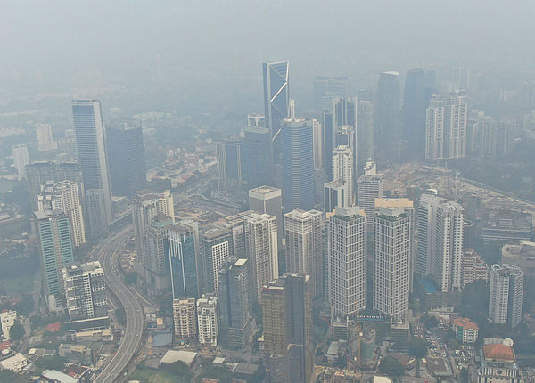 A view of the haze covering Kuala Lumpur city yesterday. — Bernama