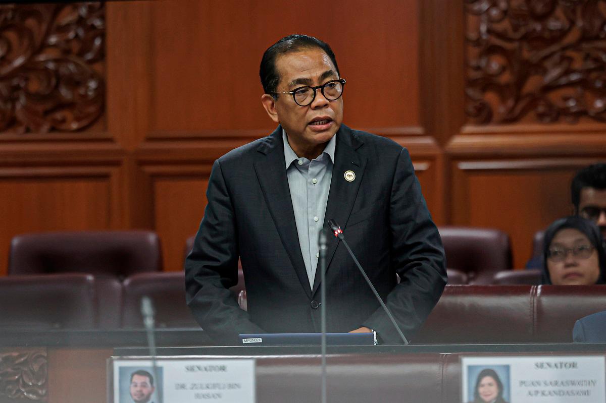 Defence Minister Datuk Seri Mohamed Khaled Nordin speaking at the Dewan Negara yesterday. - Bernama pic