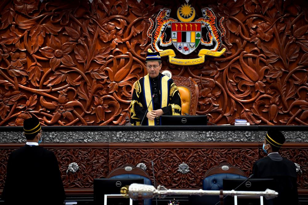 The new Dewan Rakyat Speaker Datuk Azhar Azizan Harun is present at Parliament today. - Bernama