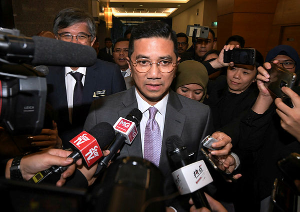 Datuk Seri Mohamed Azmin Ali at a press conference at Parliament yesterday. — Bernama