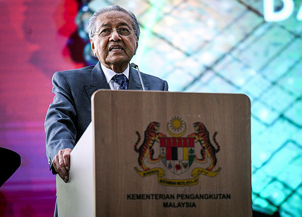 Prime Minister Tun Dr Mahathir Mohamad during the launch of the 2019-2030 National Transport Policy at Kuala Lumpur Central Station today. — Bernama