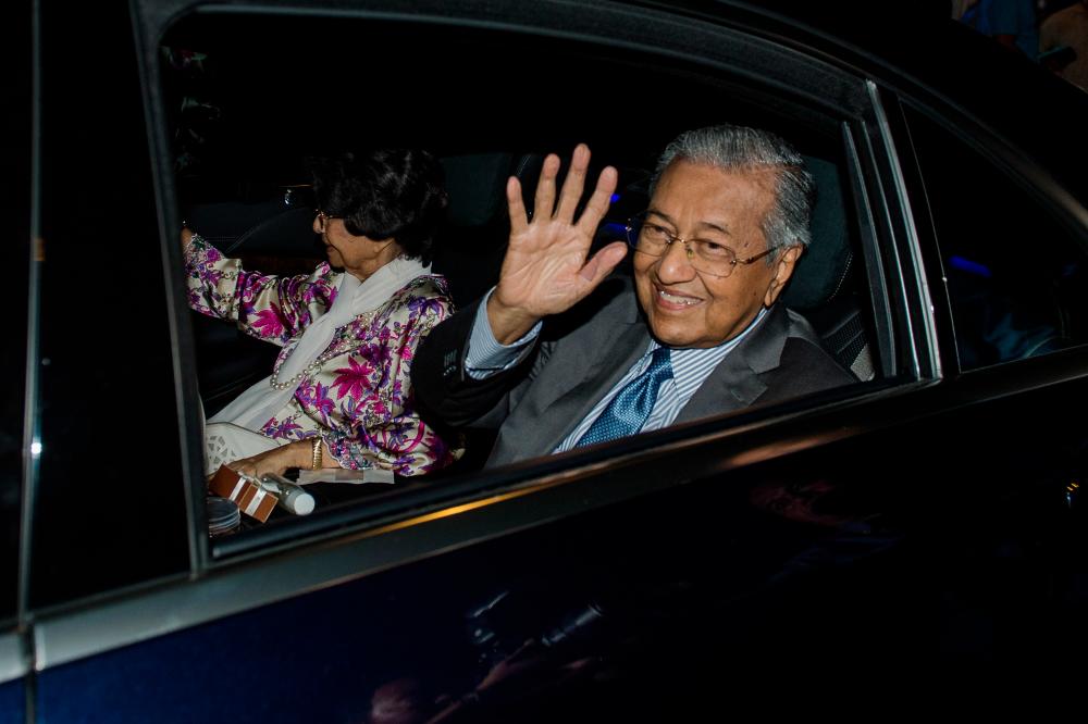 Prime Minister Tun Dr Mahathir Mohamad leaves Yayasan Al Bukhary after meeting Members of Parliament (MPs), on Feb 29, 2020. — Bernama