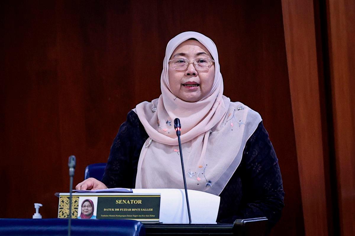 The Deputy Minister of Domestic Trade and Cost of Living, Datuk Dr Fuziah Salleh, at the Second Meeting, Fourth Session of the 15th Parliament, Dewan Rakyat Conference in the Parliament Building today. - BERNAMA