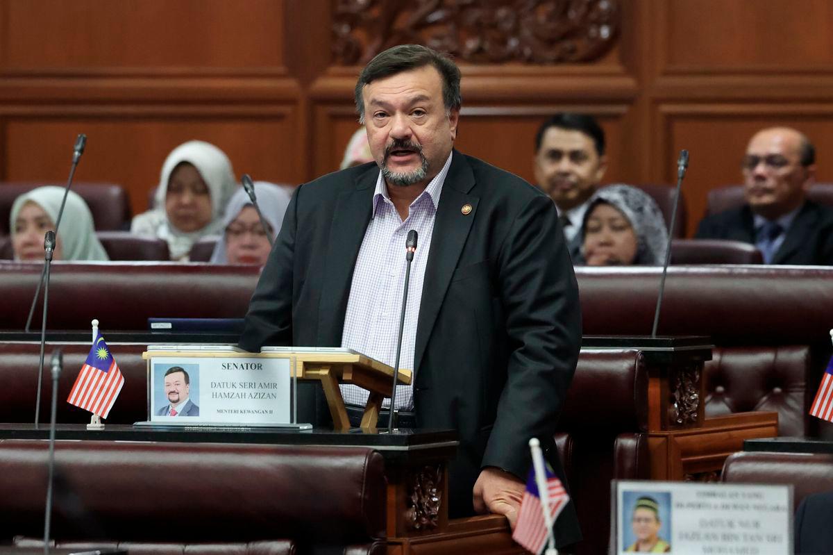 Second Finance Minister Datuk Seri Amir Hamzah Azizan during the Second Meeting of the Fourth Session of the 15th Parliament at the Dewan Negara sitting in the Parliament Building yesterday. – BERNAMA