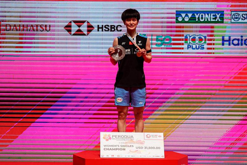 Two-time Asian champion Wang Zhi Yi and 2024 Malaysia Masters women’s singles title at the Axiata Arena in Bukit Jalil today - BERNAMApix