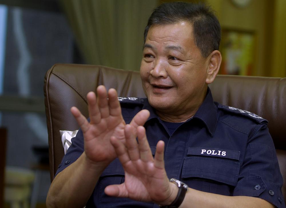 Inspector-General of Police Tan Sri Abdul Hamid Bador during the interview with Bernama at Bukit Aman yesterday. - Bernama