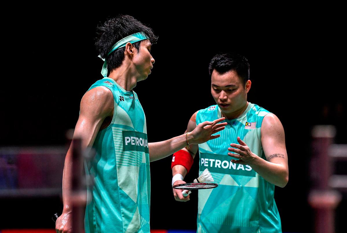 National men’s doubles pair Aaron Chia (right) and Soh Wooi Yik - BERNAMApix