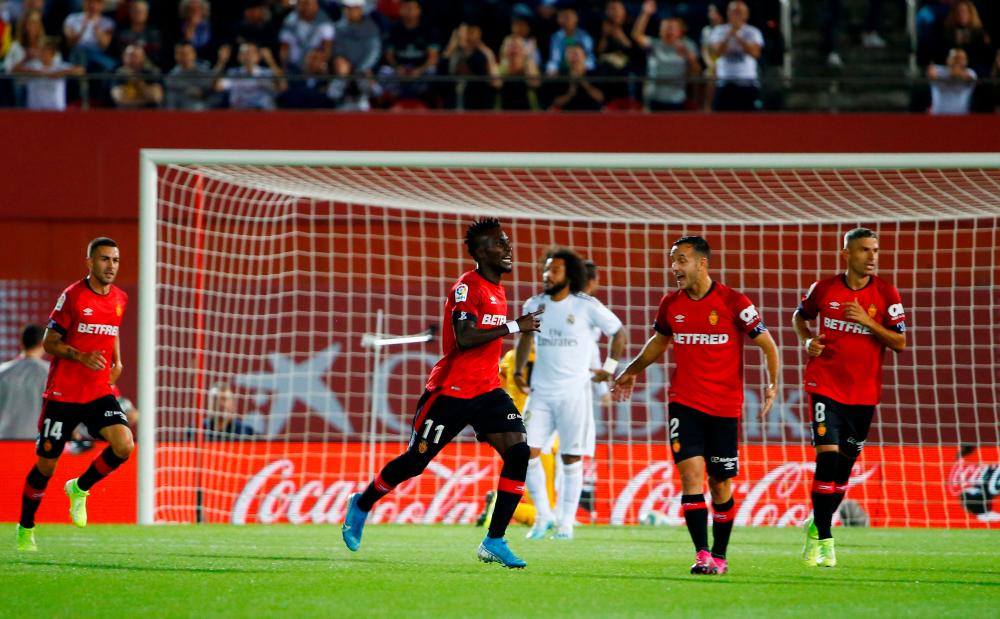 Mallorca's Lago Junior celebrates scoring their first goal during the match between RCD Mallorca and Real Madrid at Iberostar Stadium, Palma, Spain on October 19, 2019. - Reuters
