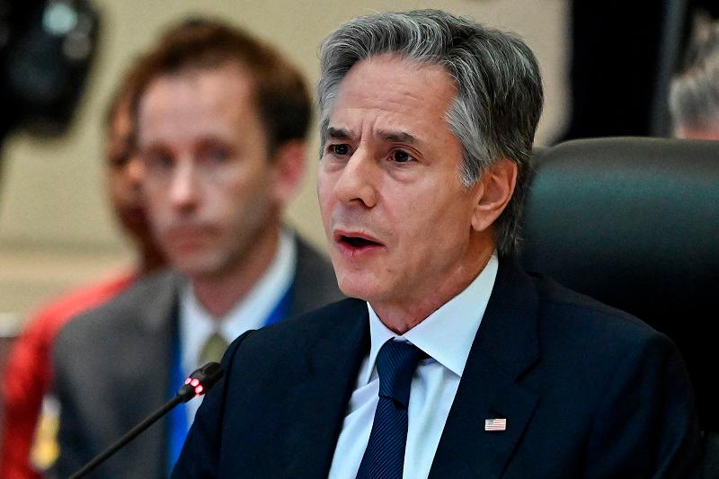 US Secretary of State Antony Blinken speaks at the 12th ASEAN-US Summit during the 44th and 45th Association of Southeast Asian Nations (ASEAN) Summits in Vientiane on October 11, 2024. (Photo by Tang Chhin Sothy / POOL / AFP)