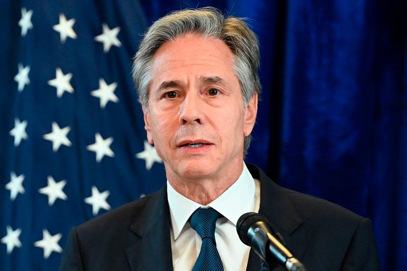 US Secretary of State Antony Blinken speaks at a press conference during the 44th and 45th Association of Southeast Asian Nations (ASEAN) Summits in Vientiane on October 11, 2024. - TANG CHHIN SOTHY / POOL / AFP