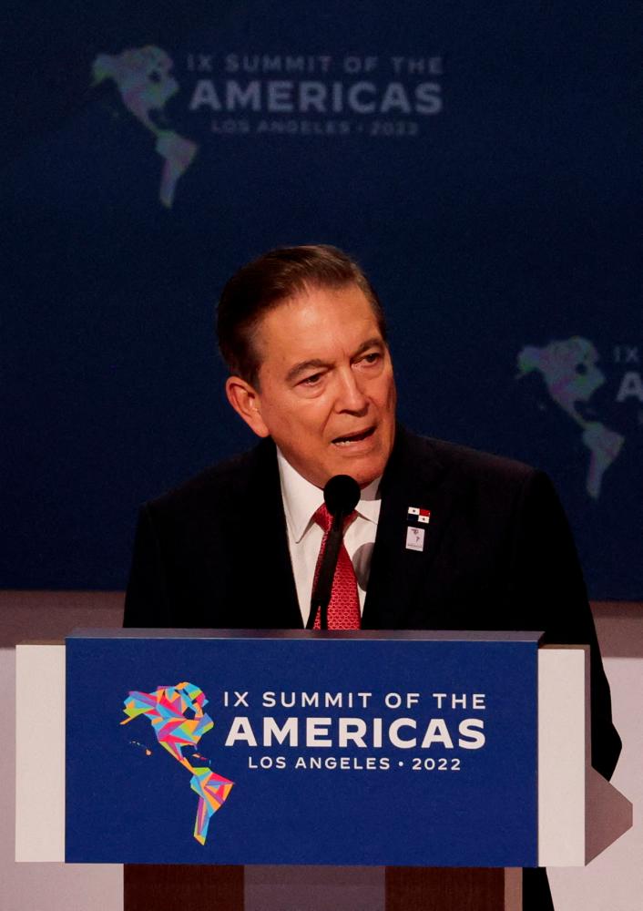 File photo: Panama's President Laurentino Cortizo speaks during the opening plenary session at the Ninth Summit of the Americas in Los Angeles, California, U.S., June 9, 2022. REUTERSpix