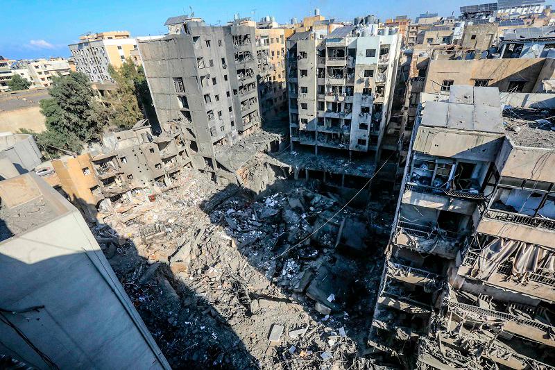 Homes are heavily damaged around buildings which were levelled on September 27 by Israeli strikes that targeted and killed Hezbollah leader Hassan Nasrallah in the Haret Hreik neighbourhood of Beirut’s southern suburbs, on September 29, 2024. Israel killed Hezbollah chief Hassan Nasrallah in a huge air strike in Lebanon, dealing the movement a seismic blow that Prime Minister Benjamin Netanyahu on September 28 called a “turning point” for his country. - AFPpix