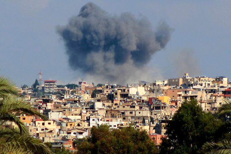 This picture taken from Lebanon’s southern city of Tyre shows a smoke plume erupting following an Israeli air strike on the village of Tayrdebba - AFPpix