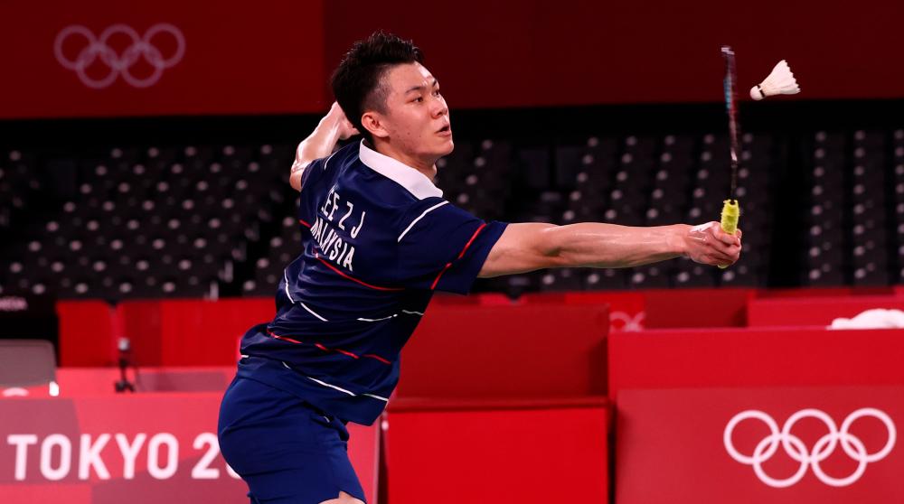 Lee Zii Jia of Malaysia in action during the match against Chen Long of China. REUTERSPIX