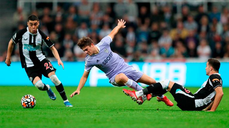 Leeds United’s Daniel James (centre) in action against Newcastle United on Saturday. – REUTERSPIX
