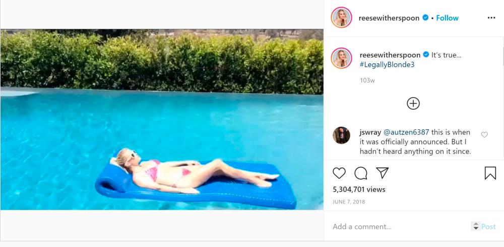 Image screenshot from Reese Witherspoon’s Instagram $!Image screenshot from Reese Witherspoon’s Instagram