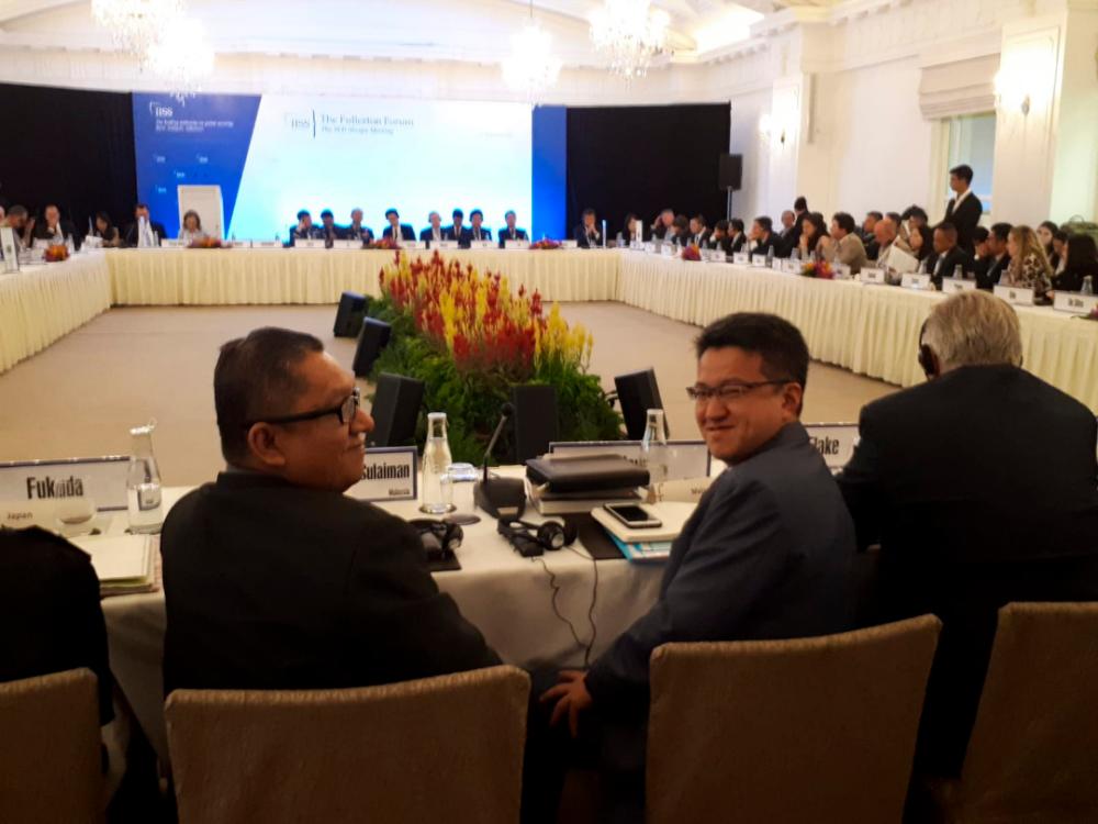 Liew (2nd R) at the The Fullerton Forum-The IISS Shangri-La Dialogue Sherpa Meeting in Singapore.