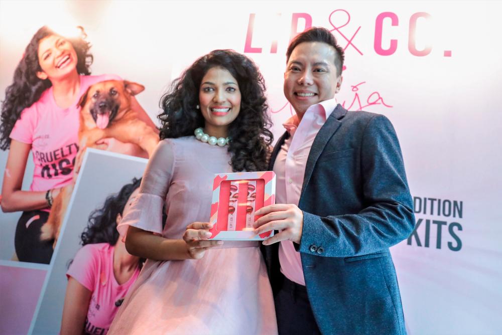 Thanuja Ananthan (L) and Lip &amp; Co founder and CEO Kelvin Tan.