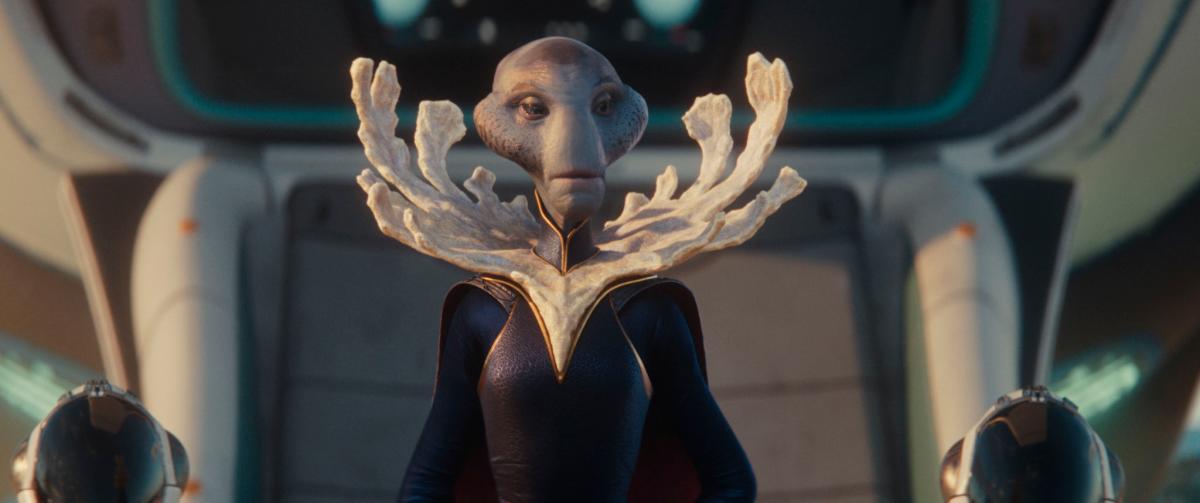 The Grand Councilwoman (Waddingham) issues stern orders from afar in the galactic chain of command. $!The Grand Councilwoman (Waddingham) issues stern orders from afar in the galactic chain of command.