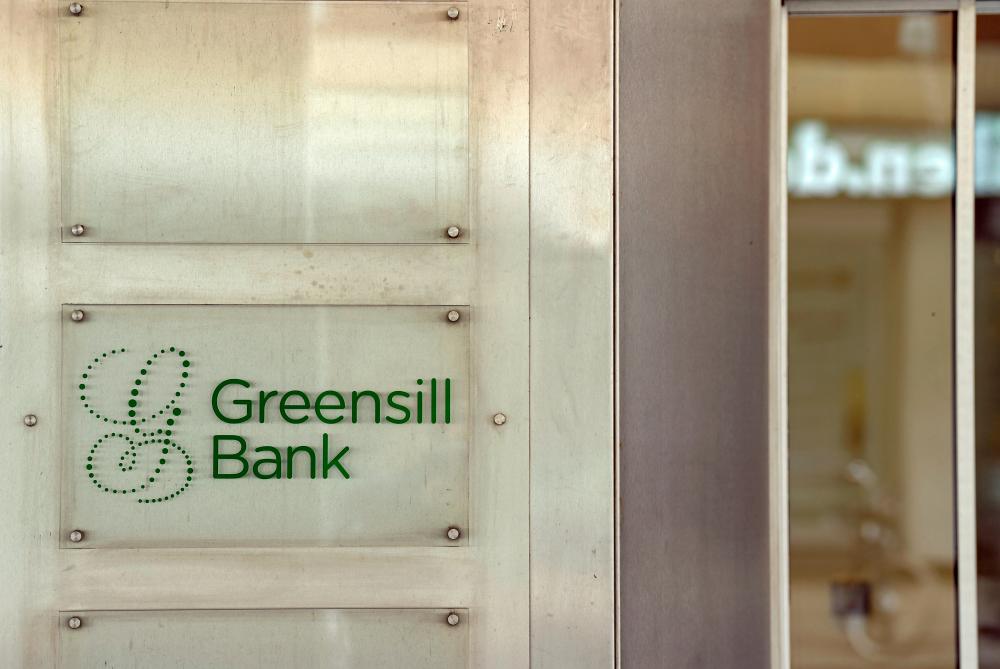 Logo of Greensill Bank is pictured in downtown Bremen, Germany, on Wednesday. – REUTERSPIX