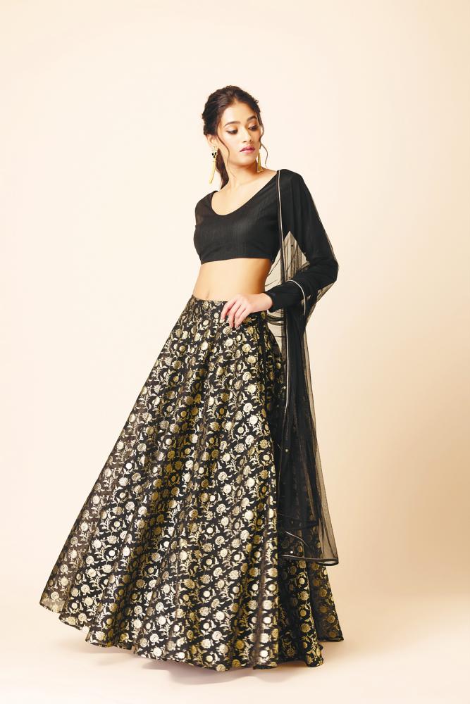 $!A stunning lehenga in black. Pic provided by Indya or @indya_my