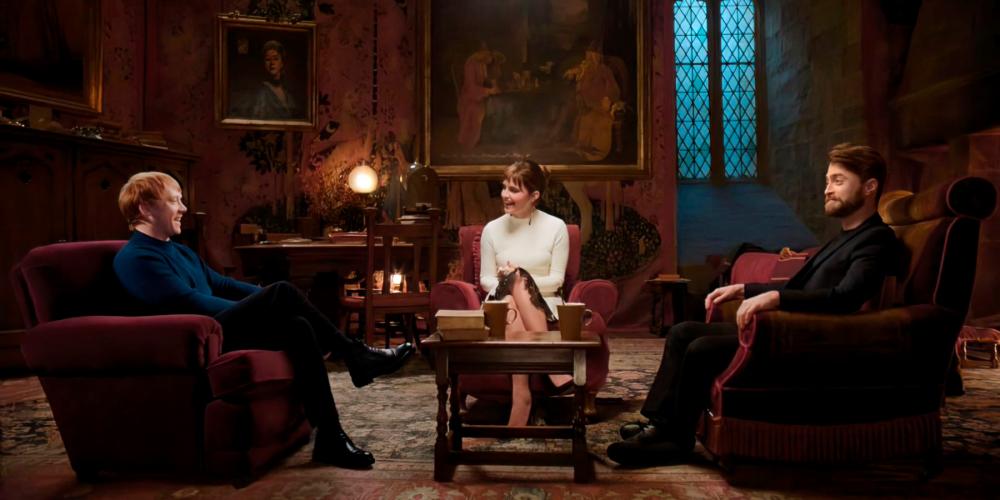 $!A screenshot from the HBO Max special showing (from left) Grint, Watson, and Radcliffe reminiscing about their time on set.
