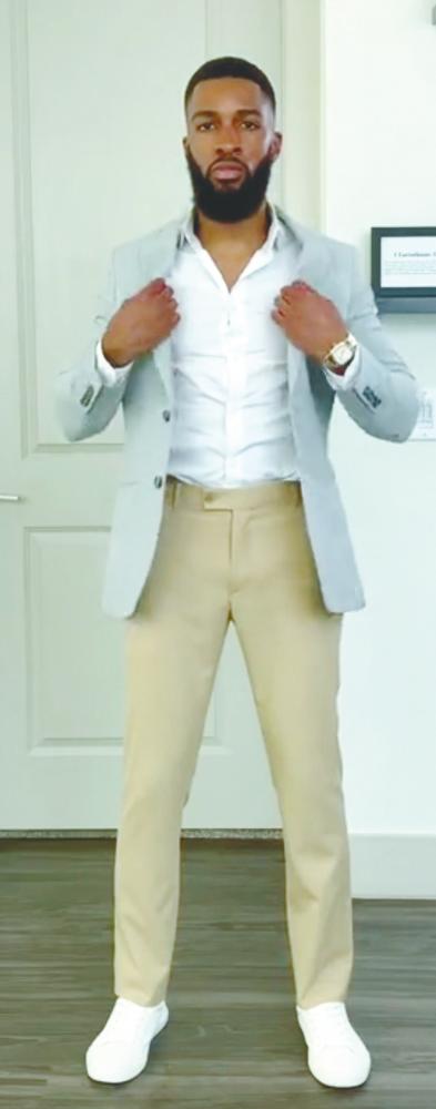 $!The grey jacket, white shirt and tan trousers combination. – TIKTOK