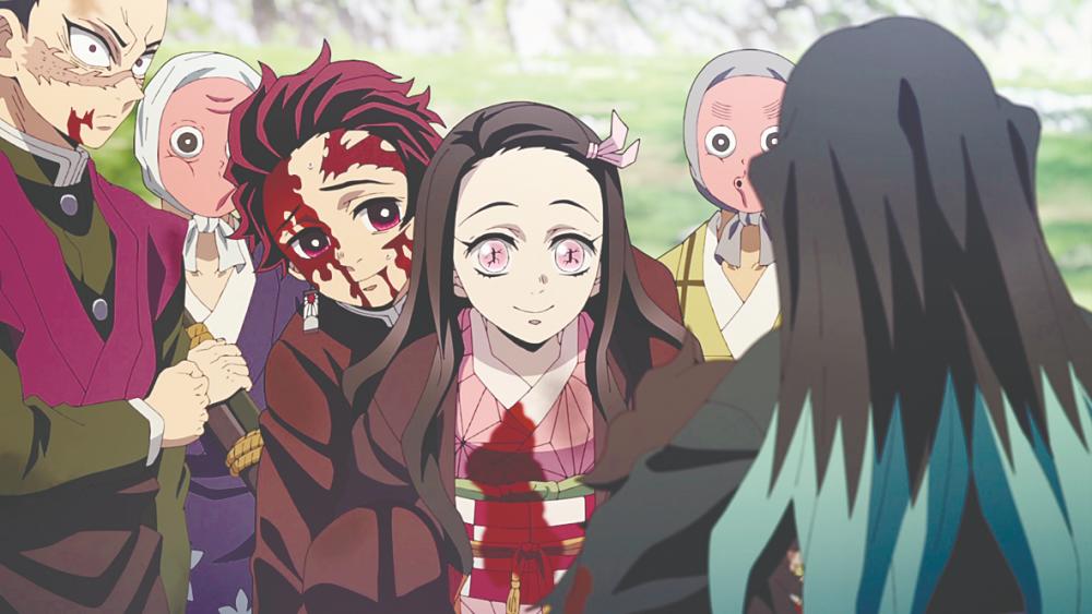 $!Despite her importance, Tanjiro’s (second from left) sister Nezuko (middle) only appears briefly this season.