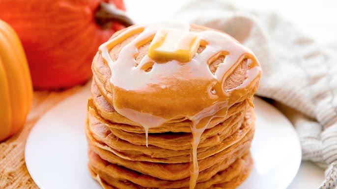 $!Light and fluffy pancakes with a hint of pumpkin flavour. — PIC FROM YOUTUBE @ STAY AT HOME