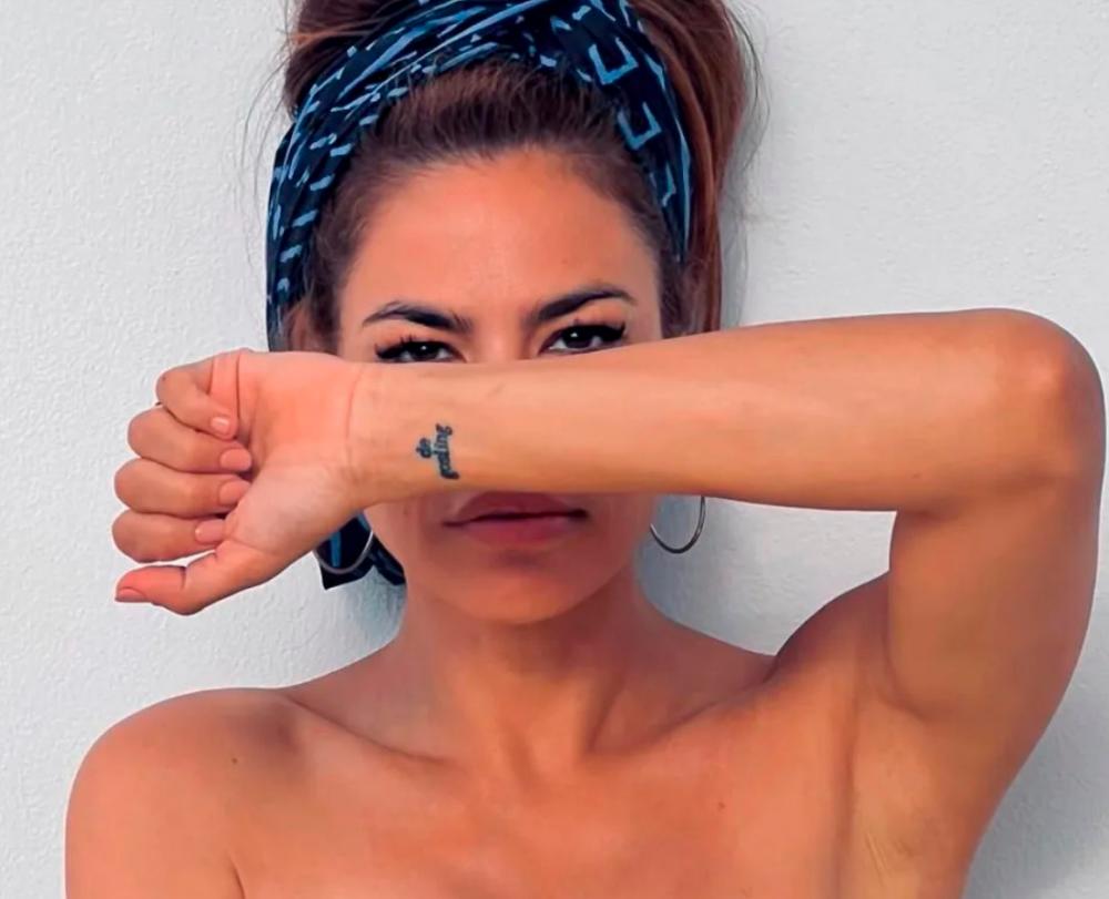 $!The photo showing Eva Mendes’ tattoo. – Instagram