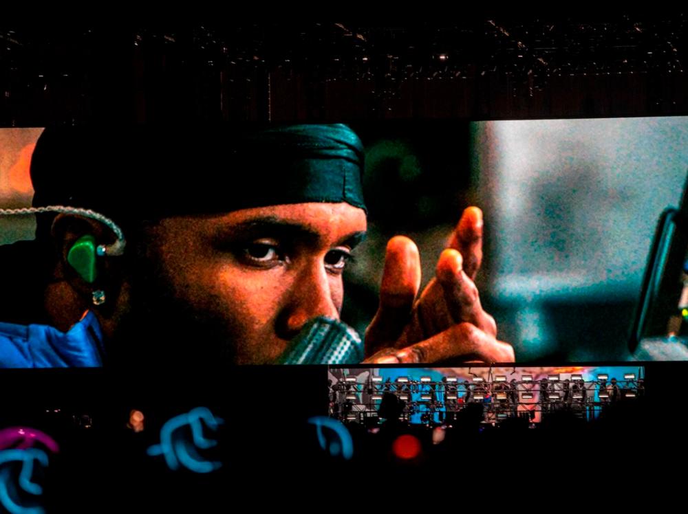 A screen showing an obscured view of Frank Ocean at the Coachella festival. – Reuters