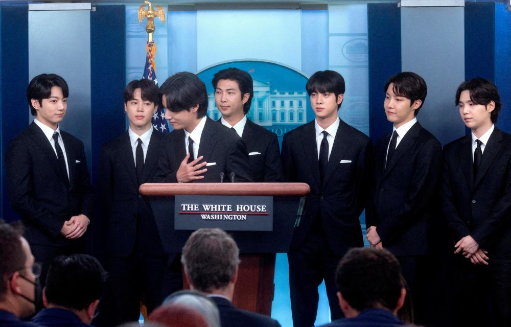BTS giving a speech at the UN last year. – Reuters