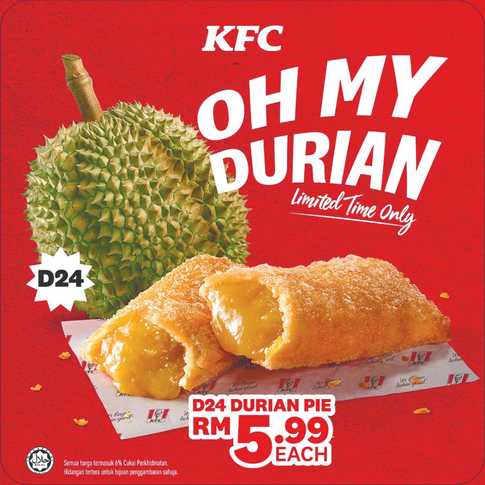 $!KFC’s Durian Pie is made with premium fruit filling.